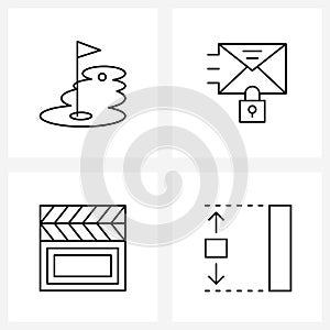 UI Set of 4 Basic Line Icons of field, entertain, lawn, private, making