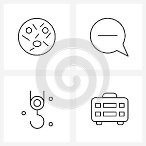 UI Set of 4 Basic Line Icons of massage, hook, wellness, message, winch hook