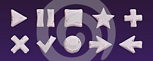 Ui stone texture game button frame cartoon vector
