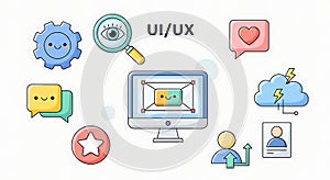 UI UX Design Elements Cute Icons for User Interface, User Experience