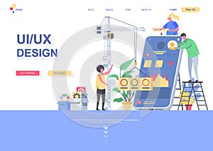 UI UX design flat landing page template