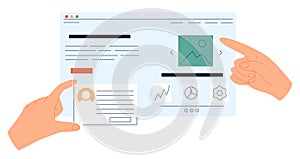 UI UX design of mobile app concept. Abstract phone application interface creation process.