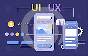 UI UX design for smartphone vector concept