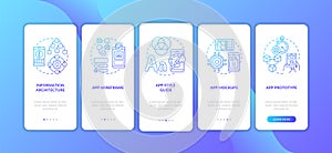 UI and UX design steps onboarding mobile app page screen with concepts