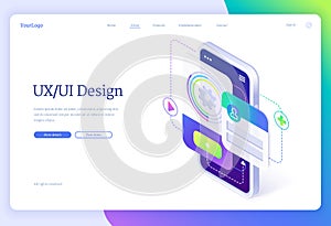 Ui ux design, user experience, isometric landing