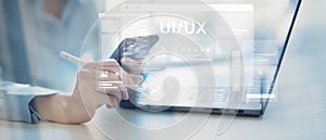 UI UX Design and User Interface Development Displayed on a Virtual Workspace