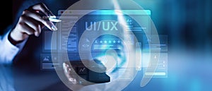 UI UX Design and User Interface Development Displayed on a Virtual Workspace