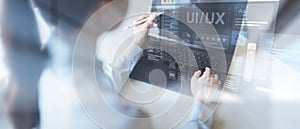 UI UX Design and User Interface Development Displayed on a Virtual Workspace