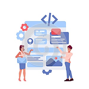 Ui Ux Designer Characters Working On Website Or Application Wireframe Create Design And Programming Mobile App