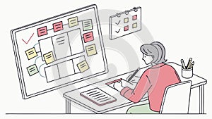 UI UX Designer Working on Web Interface Layout on Computer, vector design Generative AI