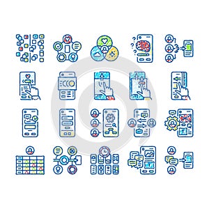 ui ux digital develop code app icons hand drawn