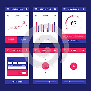 UI, UX and GUI template layout for Mobile Apps.