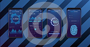 UI, UX and GUI template layout for Mobile Apps. Statistic dashboard. Smartphone screen with stock market