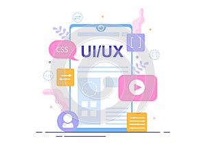 UI & UX Programmer Flat Design Vector Illustration for Business Information and Team Sharing Ideas with Designer or Coding