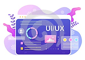 UI & UX Programmer Flat Design Vector Illustration for Business Information and Team Sharing Ideas with Designer or Coding