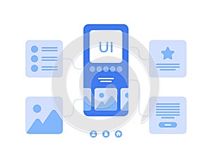 UI, UX and web design concept. Vector flat illustration. Abstract interface element for mobile smartphone application. Design for