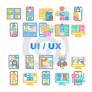 ui ux web interface app icons set vector