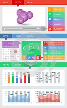 Ui and web elements including flat design