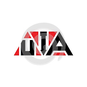 UIA triangle letter logo design with triangle shape. UIA triangle logo design monogram. UIA triangle vector logo template with red