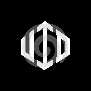 UID letter logo design with polygon shape. UID polygon and cube shape logo design. UID hexagon vector logo template white and