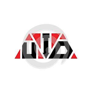 UID triangle letter logo design with triangle shape. UID triangle logo design monogram. UID triangle vector logo template with red