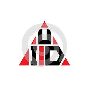 UID triangle letter logo design with triangle shape. UID triangle logo design monogram. UID triangle vector logo template with red