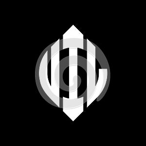 UIL circle letter logo design with circle and ellipse shape. UIL ellipse letters with typographic style. The three initials form a photo