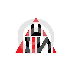 UIN triangle letter logo design with triangle shape. UIN triangle logo design monogram. UIN triangle vector logo template with red