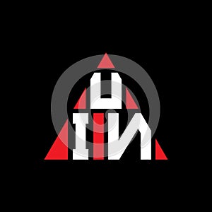 UIN triangle letter logo design with triangle shape. UIN triangle logo design monogram. UIN triangle vector logo template with red