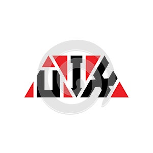 UIX triangle letter logo design with triangle shape. UIX triangle logo design monogram. UIX triangle vector logo template with red