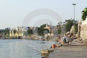 Ujjain embankment on the Shipra river. Ujjain, India