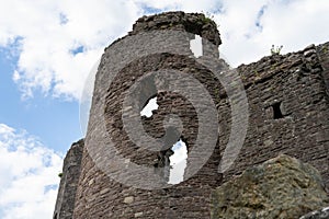 UK Abergavenny Castle and Blue Sky View