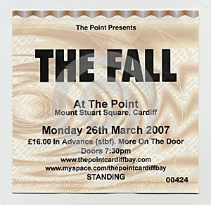 UK band The Fall concert gig ticket