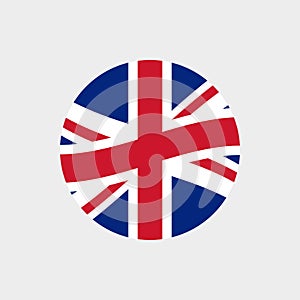 UK or British circle flag icon. Waving United Kingdom and England symbol. Vector illustration.