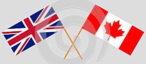 UK and Canada. The British and Canadian flags. Official colors. Correct proportion. Vector