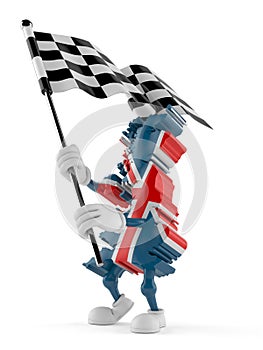 UK character waving race flag