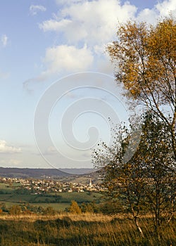 UK, Cotswolds, Painswick, autumn view from Edge Common