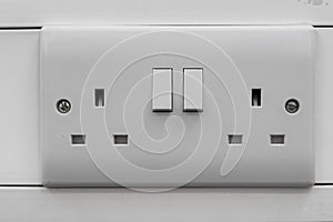 Uk double three pin plug socket