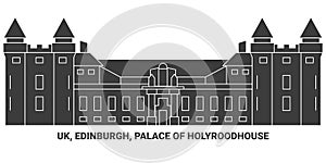 Uk, Edinburgh, Palace Of Holyroodhouse, travel landmark vector illustration
