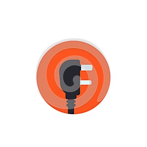 Uk electric plug, vector icon in flat style