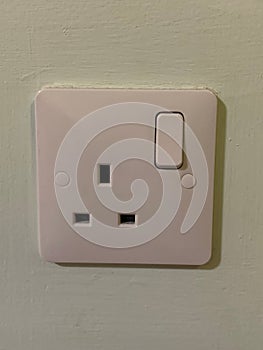 UK Electrical single mains socket with switch, Socket flush with wall