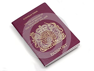 UK European passport front cover, white background