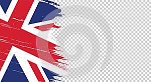 UK flag with brush paint textured isolated  on png or transparent  background,Symbols of  United Kingdom,Great Britain,template