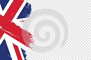 UK flag with brush paint textured isolated  on png or transparent  background,Symbols of United Kingdom,Great Britain , template