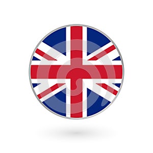 UK flag icon isolated on white background. British round badge. Vector illustration.