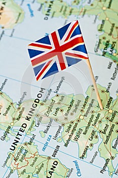 UK flag on map