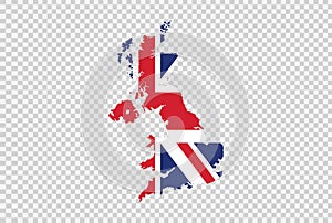 UK flag on map isolated  on png or transparent  background,Symbols of  United Kingdom,Great Britain,template for banner,card,