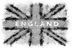 UK flag painted with brush strokes effect. Black and white.