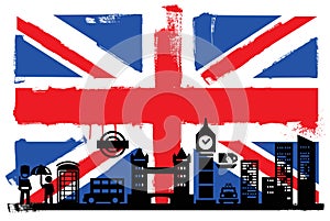 UK flag and silhouettes