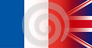 UK and France flags in gradient superimposition. Vector